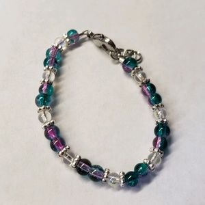 Baby Braclet with Green/Purple Crackle Beads
